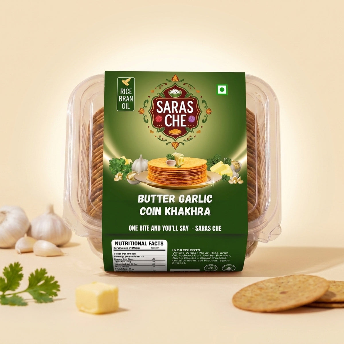 Butter Garlic Coin Khakhra | Saras Che