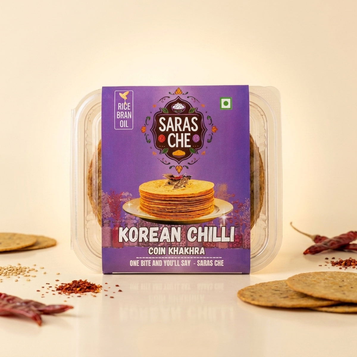 Korean Chilli Coin Khakhra | Saras Che